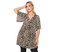 Yours Curve Leopard Mesh Sleeve Top - Women's - Plus Size Curve