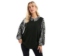 Yours Curve Leopard Print 2-in-1 Top - Women's - Plus Size Curve Black