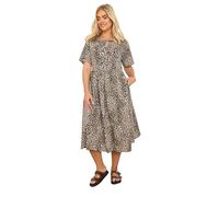 Yours Curve Leopard Print Bow Tie Front Dress - Women's - Plus Size Curve Brown