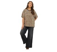 Yours Curve Leopard Print Boxy Style Crew Tee - Women's - Plus Size Curve