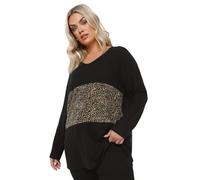 Yours Curve Leopard Print Colourblock Jumper - Women's - Plus Size Curve Black
