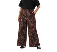 Yours Curve Leopard Print Crinkle Wide Leg Trousers - Women's - Plus Size Curve