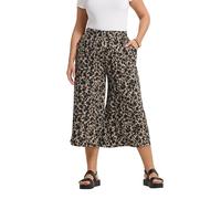 Yours Curve Leopard Print Culottes - Women's - Plus Size Curve Brown