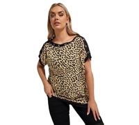 Yours Curve Leopard Print Eyelet Detail Top - Women's - Plus Size Curve Brown