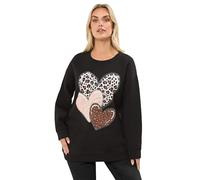 Yours Curve Green Leopard Print Heart Sweatshirt - Women's - Plus Size Curve