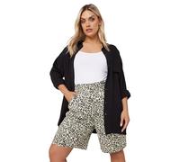 Yours Curve Leopard Print Linen Bermuda Shorts - Women's - Plus Size Curve Brown