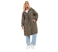 Leopard Print Longline Parka Jacket Yours Brown 30-32