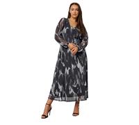 Yours Curve Leopard Print Mesh Maxi Dress - Women's - Plus Size Curve Grey