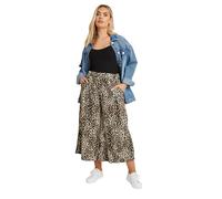 Yours Curve Leopard Print Midaxi Culottes - Women's - Plus Size Curve Brown