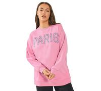 Yours Women's Leopard Print 'Paris' Sweatshirt in Pink | Size: 22-24 Yours Pink 22-24