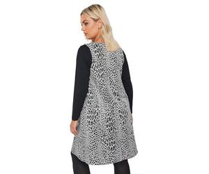 Yours Curve Leopard Print Pinafore Dress - Women's - Plus Size Curve Grey