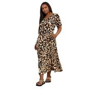 Yours Curve Leopard Print Pleated Maxi Dress - Women's - Plus Size Curve Black