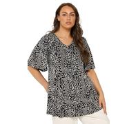 Yours Curve Leopard Print Pleated Swing Top - Women's - Plus Size Curve