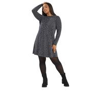 Yours Curve Leopard Print Ribbed Tunic Dress - Women's - Plus Size Curve Grey