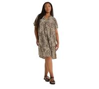 Yours Curve Leopard Print Short Sleeve Tunic Dress - Women's - Plus Size Curve Brown
