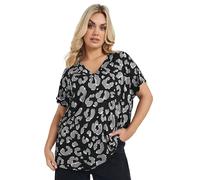 Yours Curve Leopard Print Smart V-Neck T-Shirt - Women's - Plus Size Curve Black