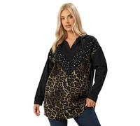 Yours Curve Leopard Print Stud Hoodie - Women's - Plus Size Curve