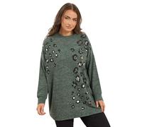 Yours Curve Leopard Print Stud Jumper - Women's - Plus Size Curve Green