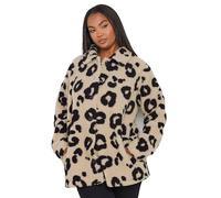 Yours Curve Leopard Print Teddy Fleece Jacket - Women's - Plus Size Curve