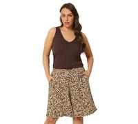 Yours Curve Leopard Print Textured Shorts - Women's - Plus Size Curve Brown