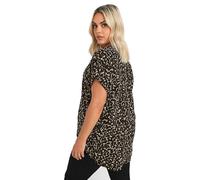 Yours Curve Leopard Print Textured Top - Women's - Plus Size Curve Brown