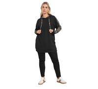 Yours Women's Leopard Print Trim Hoodie in Black | Size: 20