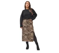 Yours Curve Leopard Textured Tube Skirt - Women's - Plus Size Curve Brown