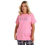 Yours Curve 'Let's Sleep' Slogan Pyjama Top - Women's - Plus Size Curve Pink
