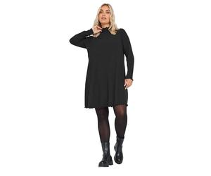 Yours Curve Lettuce Edge Tunic Dress - Women's - Plus Size Curve Black