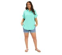 Yours Curve Light Blue Grown On Sleeve Shirt - Women's - Plus Size Curve