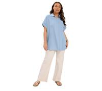 Yours Curve Light Blue Grown On Sleeve Shirt - Women's - Plus Size Curve