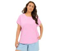 Yours Curve Light Embroidered Daisy T-Shirt - Women's - Plus Size Curve