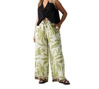 Yours Curve Light Leaf Print Wide Leg Trousers - Women's - Plus Size Curve Green
