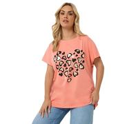 Yours Curve Light Orange Leopard Heart T-Shirt - Women's - Plus Size Curve