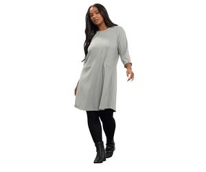 Yours Curve Light Ribbed Mini Shift Dress - Women's - Plus Size Curve Grey
