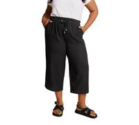 Yours Curve Linen Cropped Trousers - Women's - Plus Size Curve Black