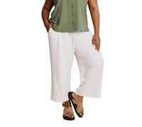 Linen Cropped Wide Leg Trousers Yours White 26-28