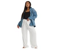 Yours Curve Linen Wide Leg Trousers - Women's - Plus Size Curve White