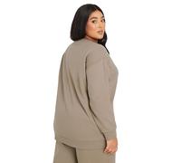 Yours Curve Long Sleeve Crew Neck Sweatshirt - Women's - Plus Size Curve Light Brown