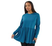Yours Curve Long Sleeve Peplum Top - Women's - Plus Size Curve Blue