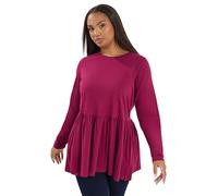 Yours Curve Long Sleeve Peplum Top - Women's - Plus Size Curve Pink