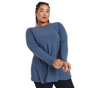 Yours Curve Long Sleeve Ribbed Swing Top - Women's - Plus Size Curve Blue