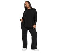 Yours Curve Long Sleeve Ribbed Swing Top - Women's - Plus Size Curve Black