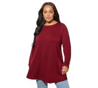 Yours Curve Long Sleeve Ribbed T-Shirt - Women's - Plus Size Curve Red