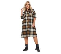 Yours Curve Longline Check Shirt - Women's - Plus Size Curve Brown
