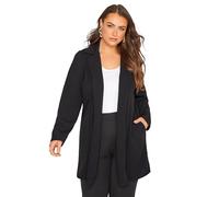 Yours Curve Longline Oversized Open Front Suit Blazer Jacket with Pockets - Women's - Plus Size Black 22