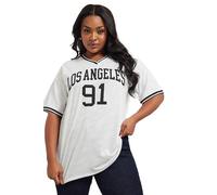 Yours Curve 'Los Angeles' Slogan Sports Jersey Top - Women's - Plus Size Curve White