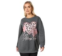 Yours Curve 'Love Always' Glitter Heart Sweatshirt - Women's - Plus Size Curve Grey