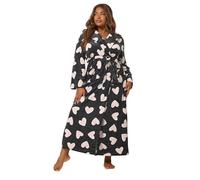 Yours Curve Love Heart Maxi Dressing Gown - Women's - Plus Size Curve Black