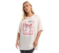Yours Curve 'Making Spirits Bright' Cocktail Novelty Christmas T-Shirt - Women's - Plus Size Curve Pink